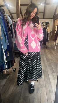 Heart Argyle Cardigan