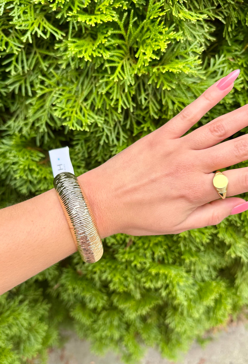 Textured Chunky Tube Bangle Bracelet