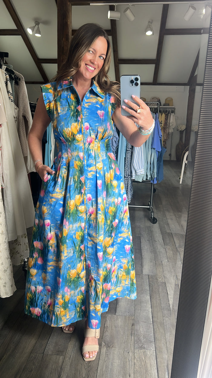 Paint Me A Garden Blue Dress