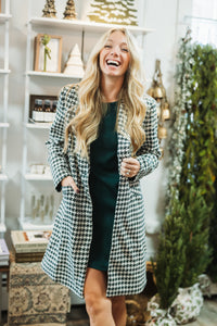 Green & Ivory Houndstooth Coat