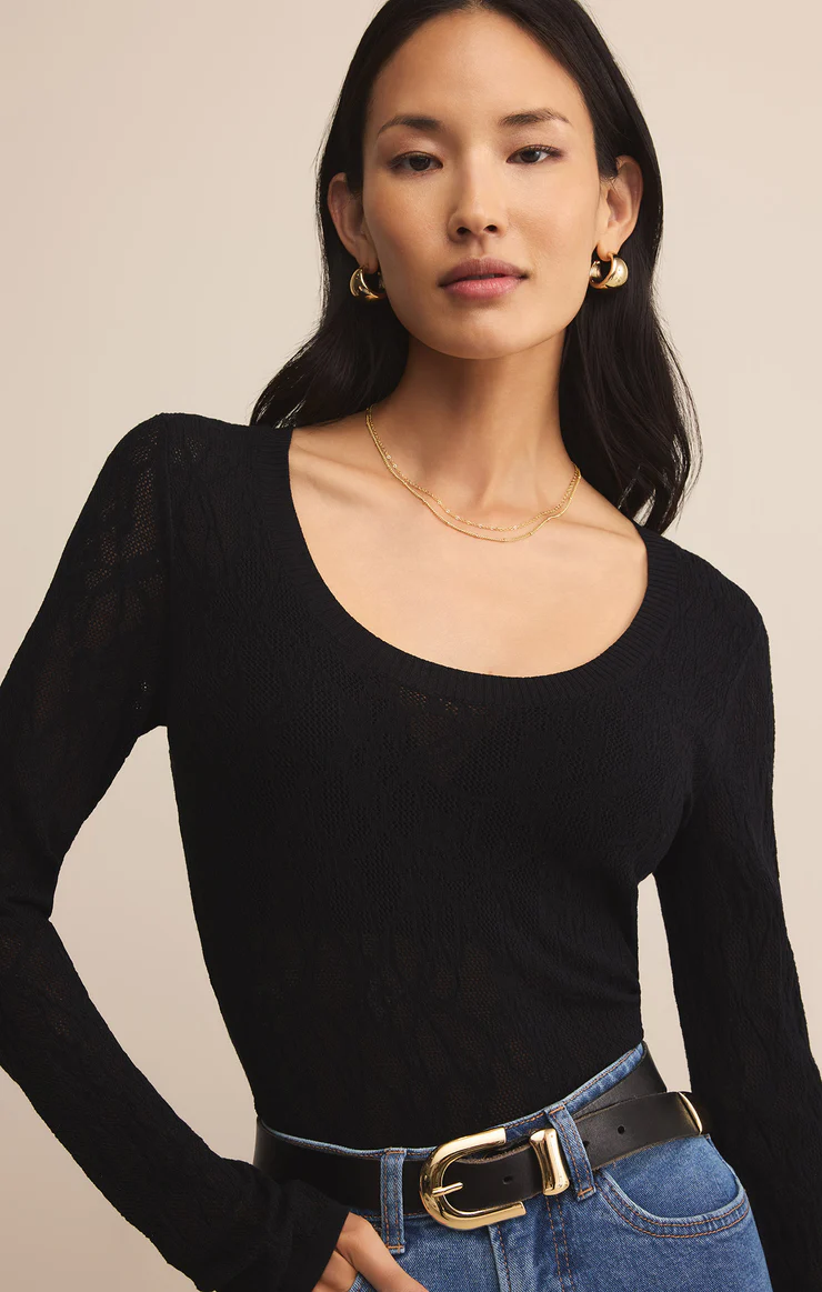 Tibi Scoop Mesh Sweater Black