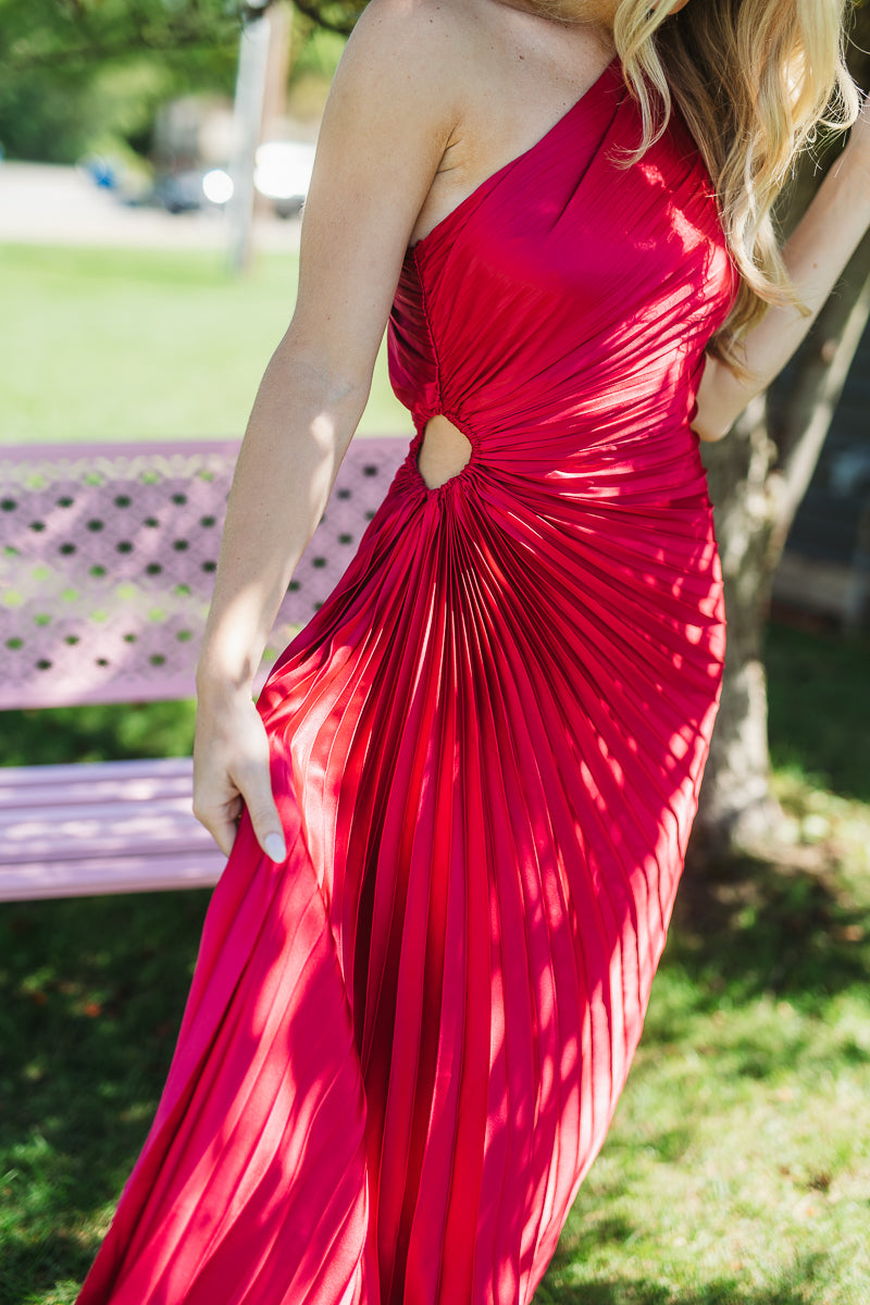 Viva Magenta One Shoulder Fresco Dress