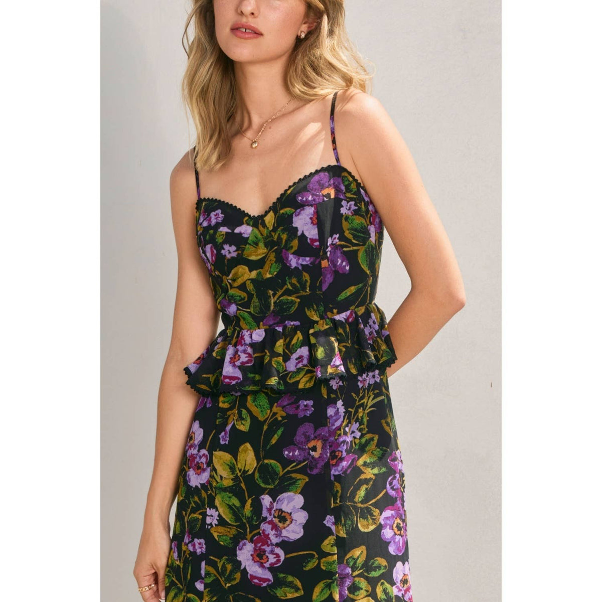 Farrah Falling Back Lurex Ruffled Dress
