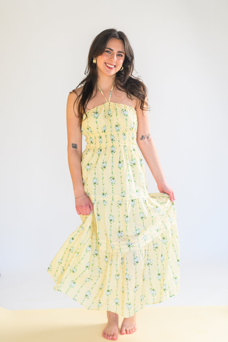 Lemon Lace Garden Maxi Dress