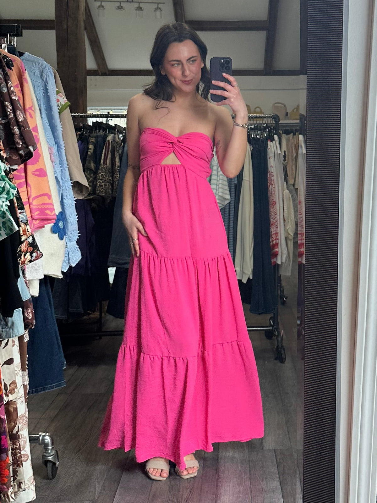 Twist Tube Front Maxi Dress