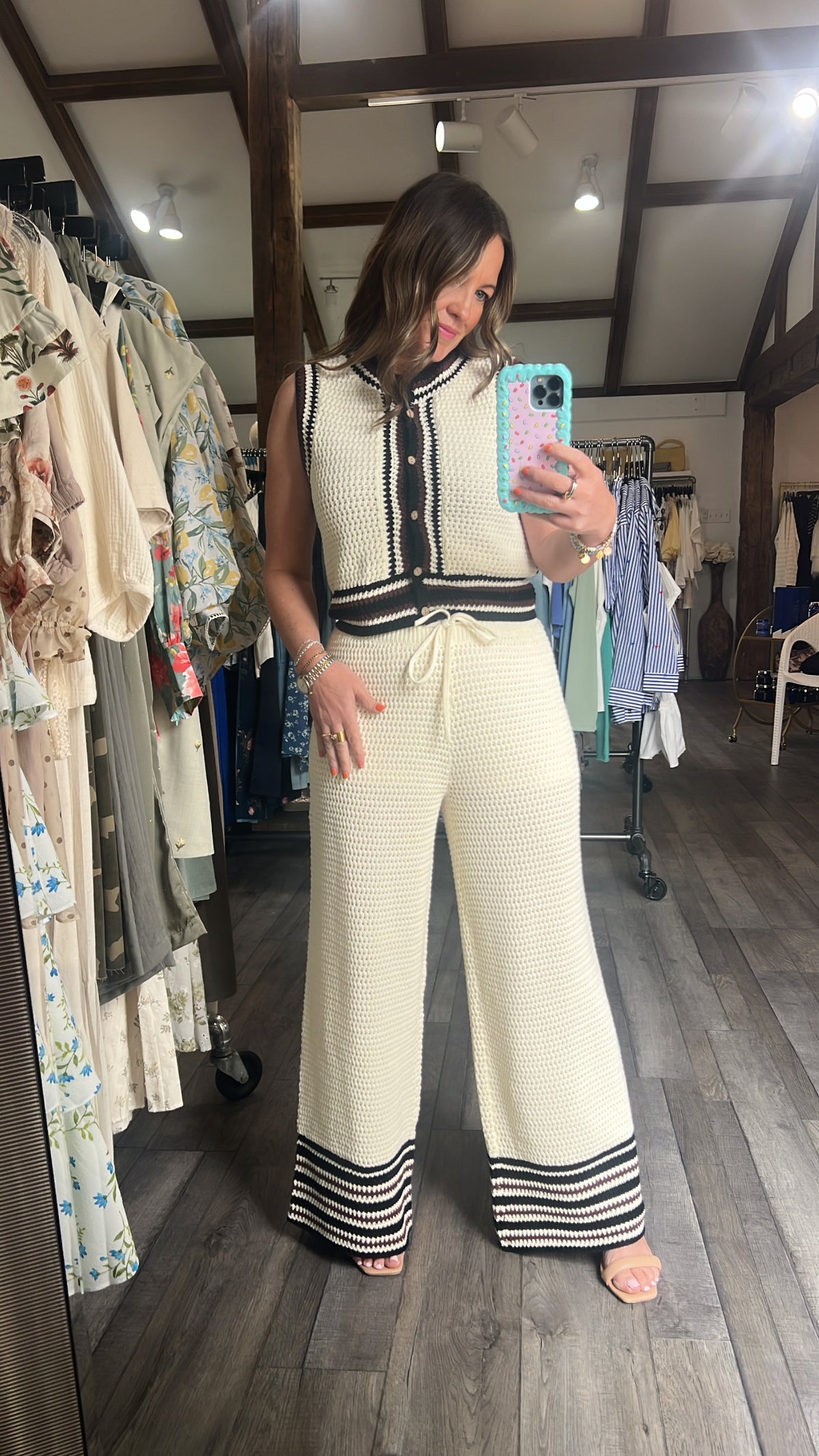 Borderland Button Front Crochet Top