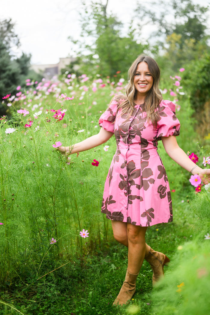 Pink Truffle Button Dress