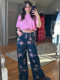 Pink Sateen Drawstring Top