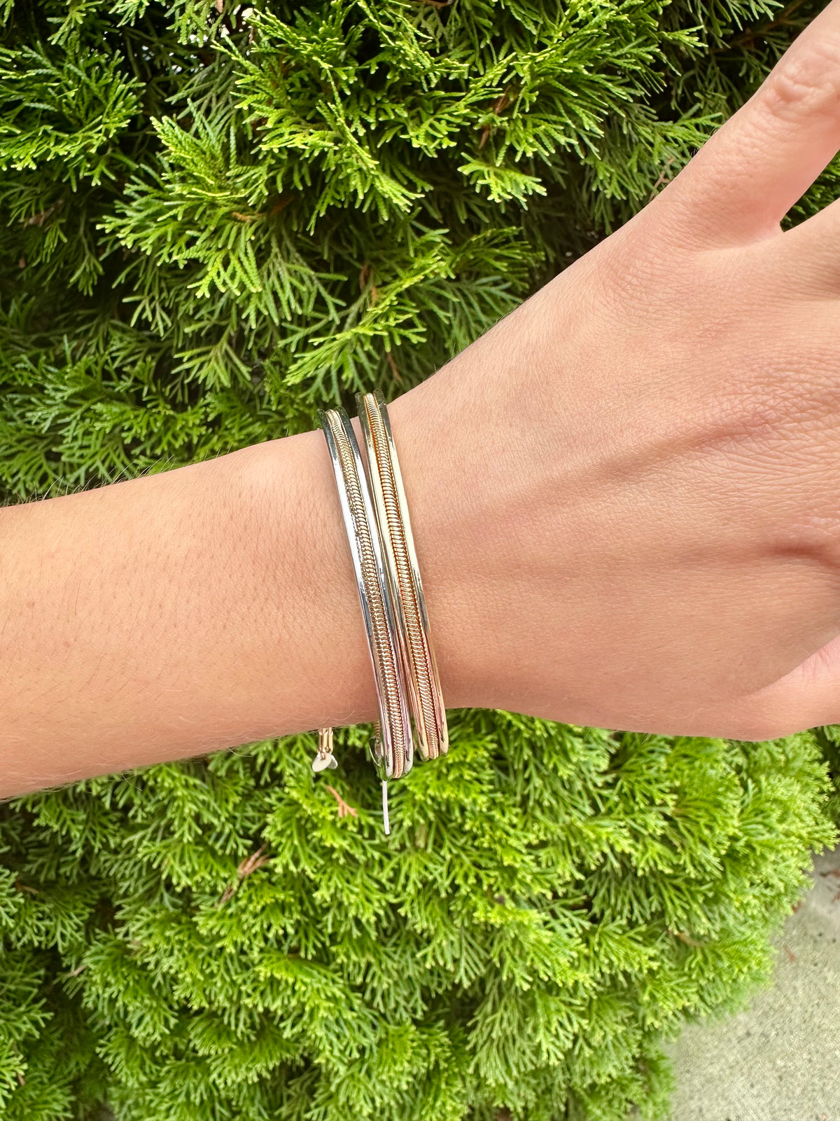 Twist Chain & Metal Cuff Bracelet