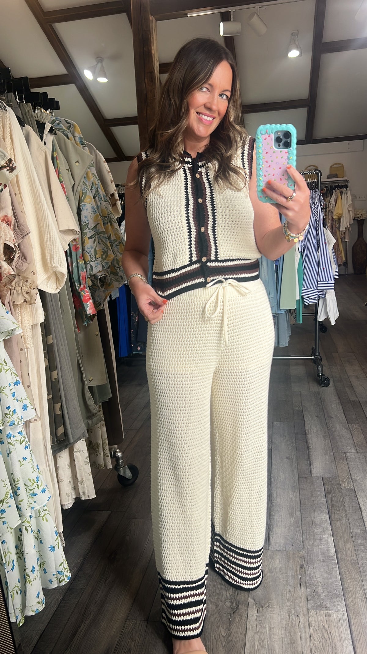 Borderland Button Front Crochet Top
