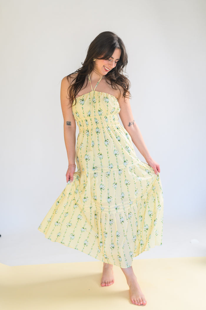 Lemon Lace Garden Maxi Dress