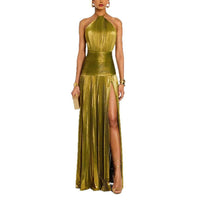 Metallic Halter Maxi Dress