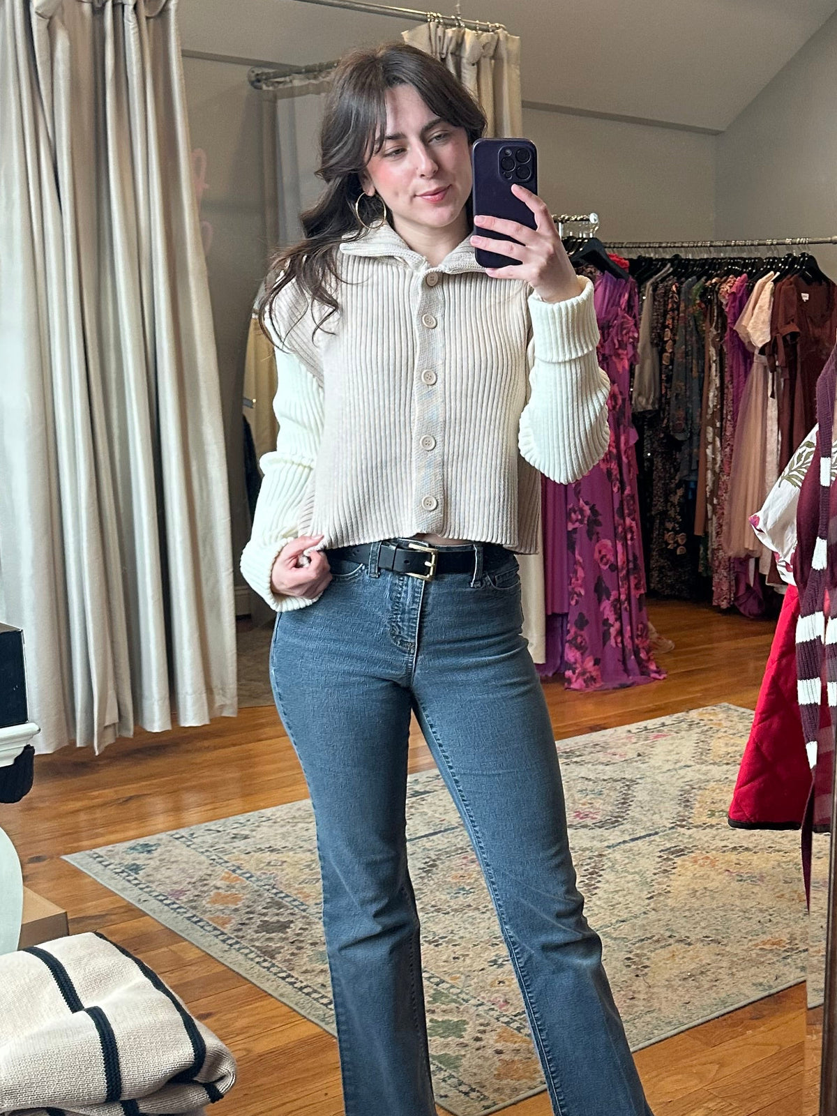 Button Double Tone Sweater