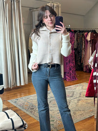 Button Double Tone Sweater