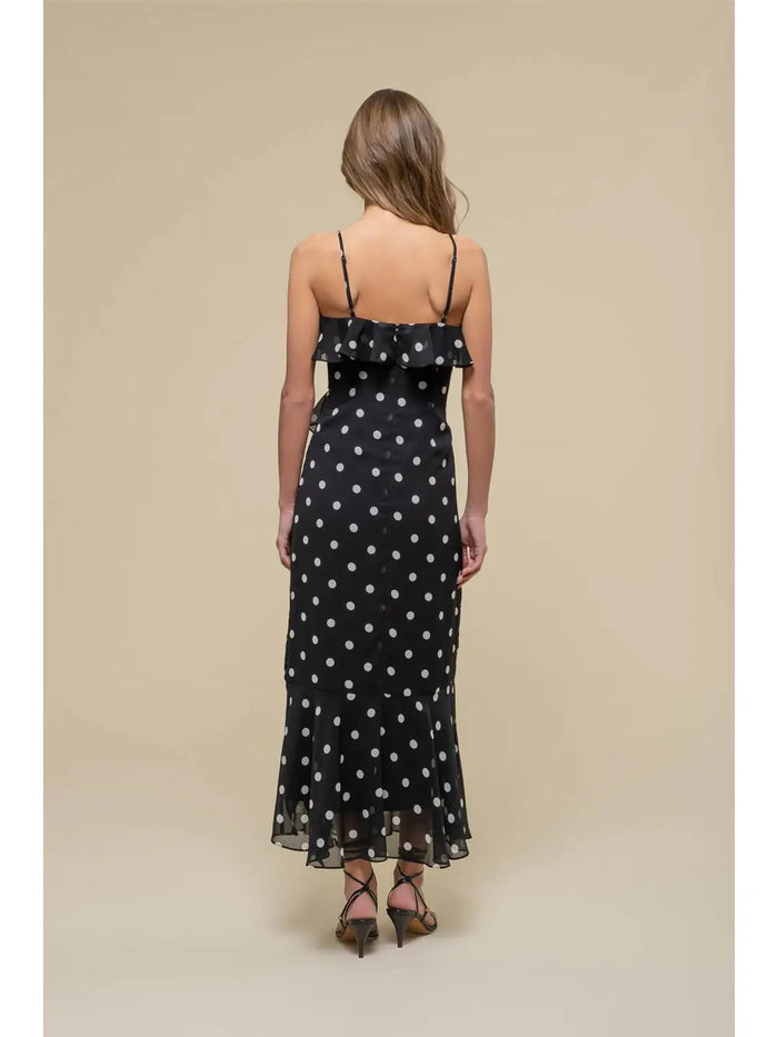 Polka Dot Ruffle Midi Dress