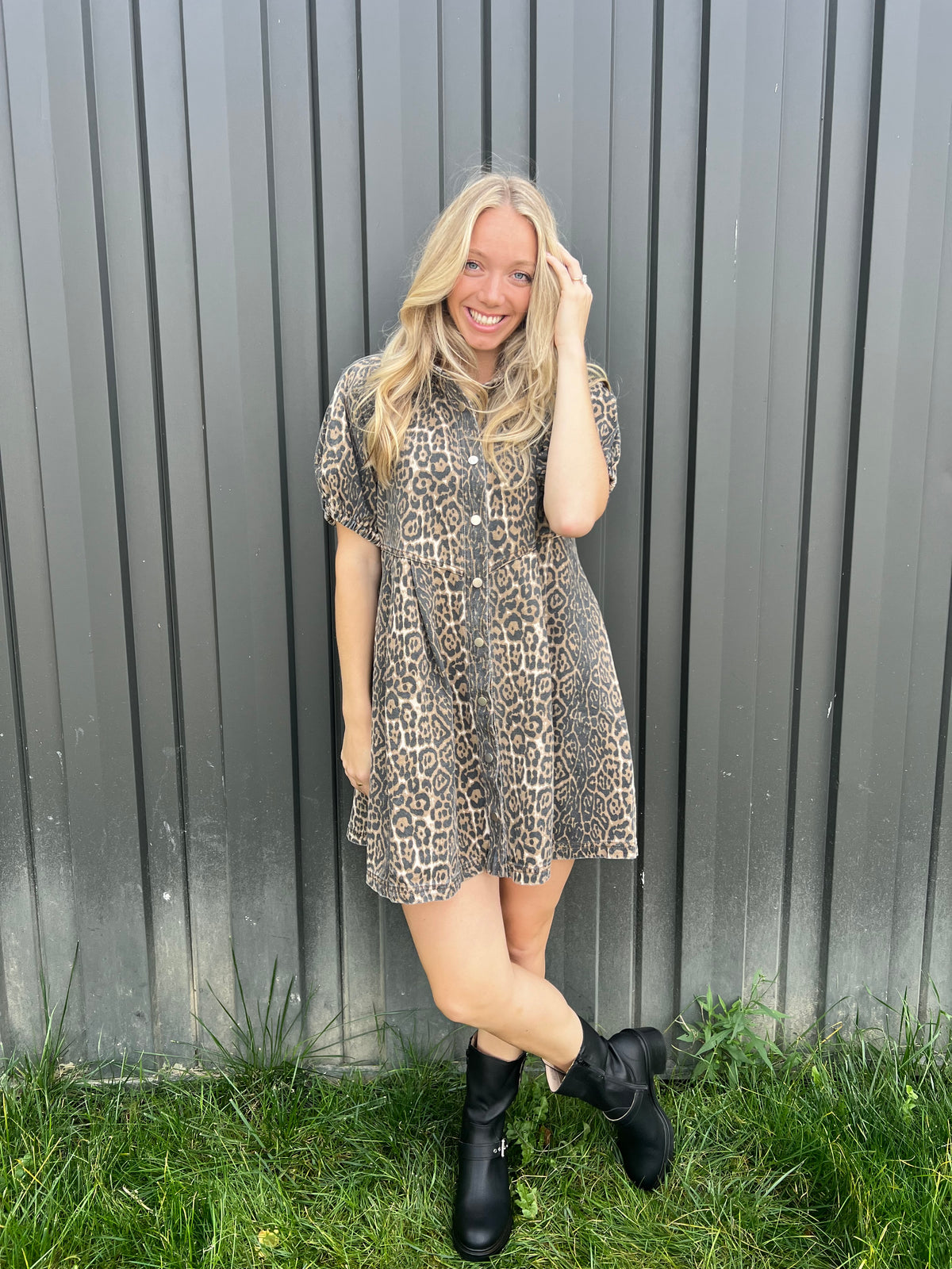 Leopard Denim Dress