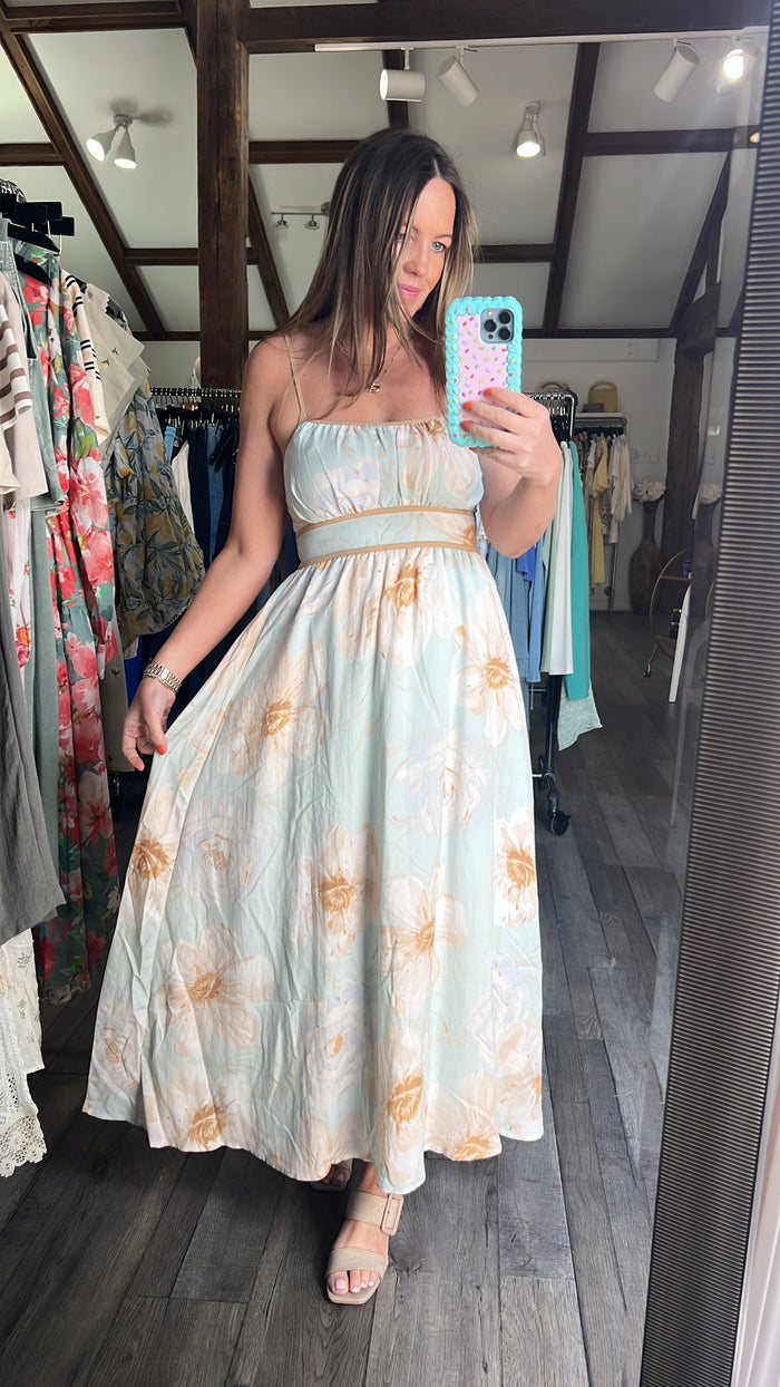 Watercolor Minty Floral Dress