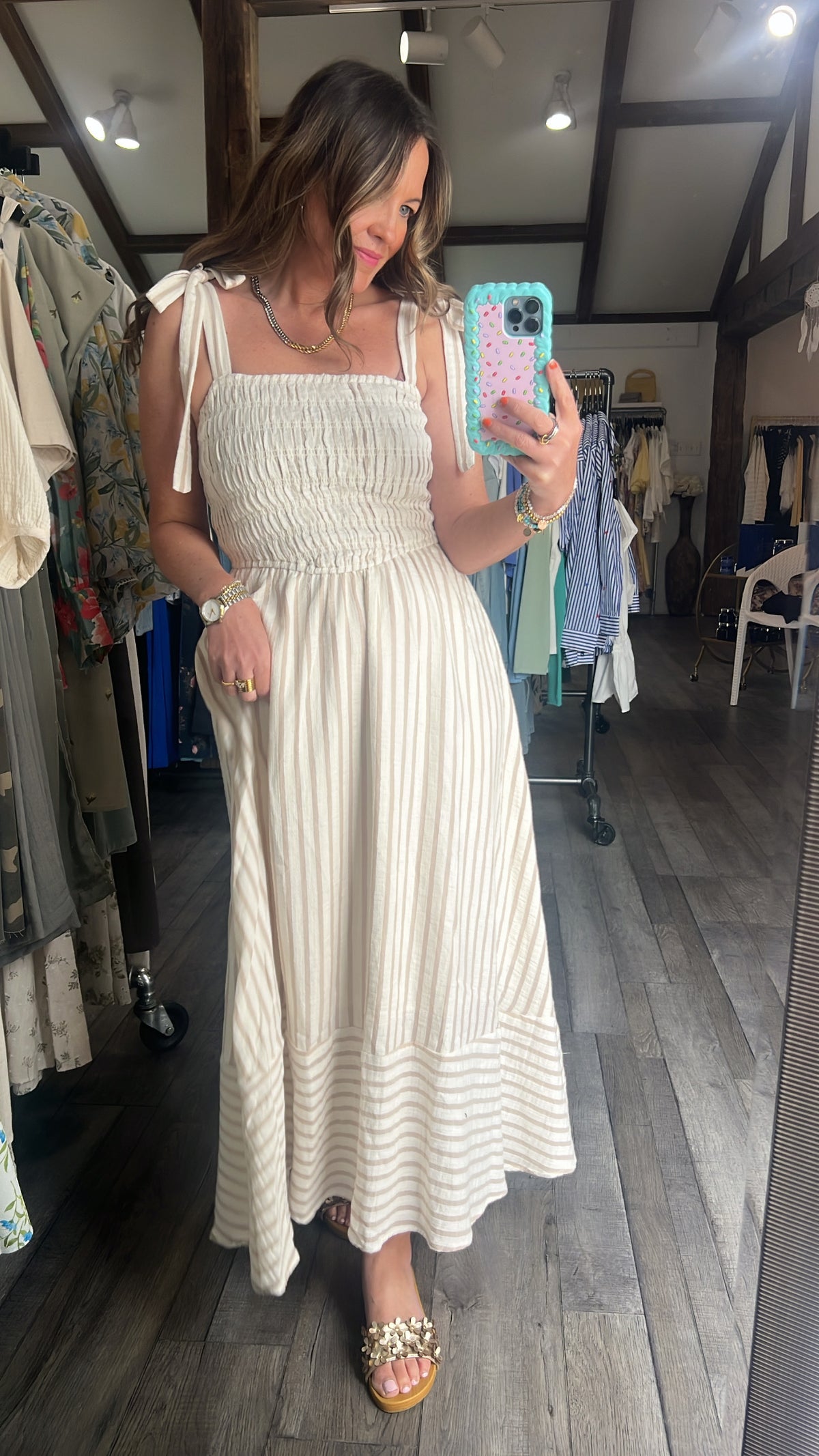 Wrinkle In Time Taupe Maxi Dress