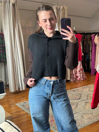 Button Double Tone Sweater