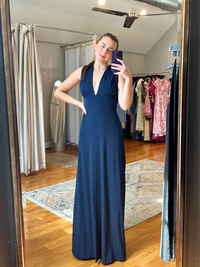 Navy Demi Deep V-Neck Maxi Dress