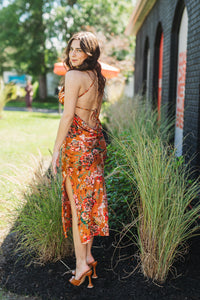 Celine Satin Floral Printed Dress