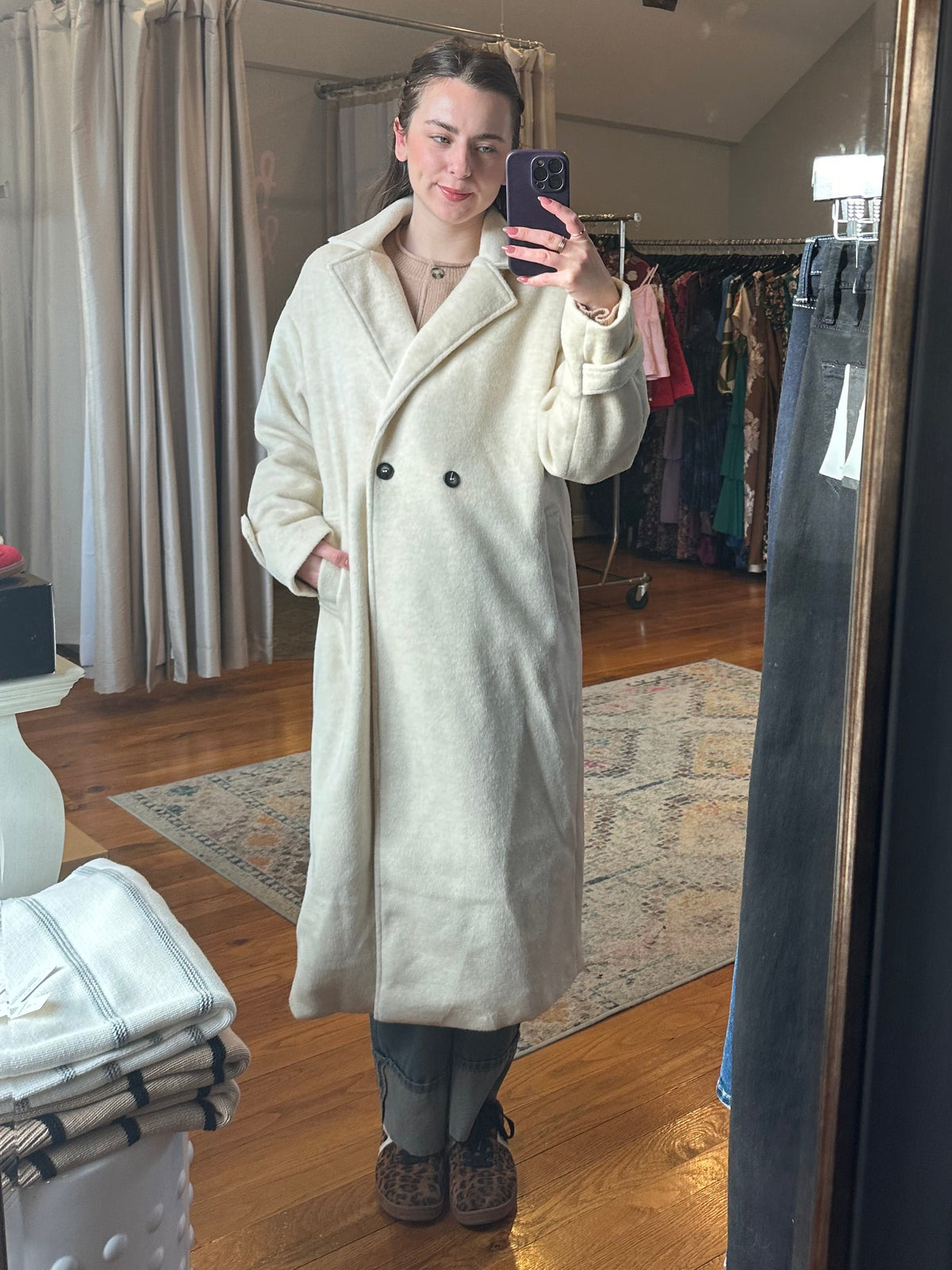 Lana Lapel Cream Collar Coat