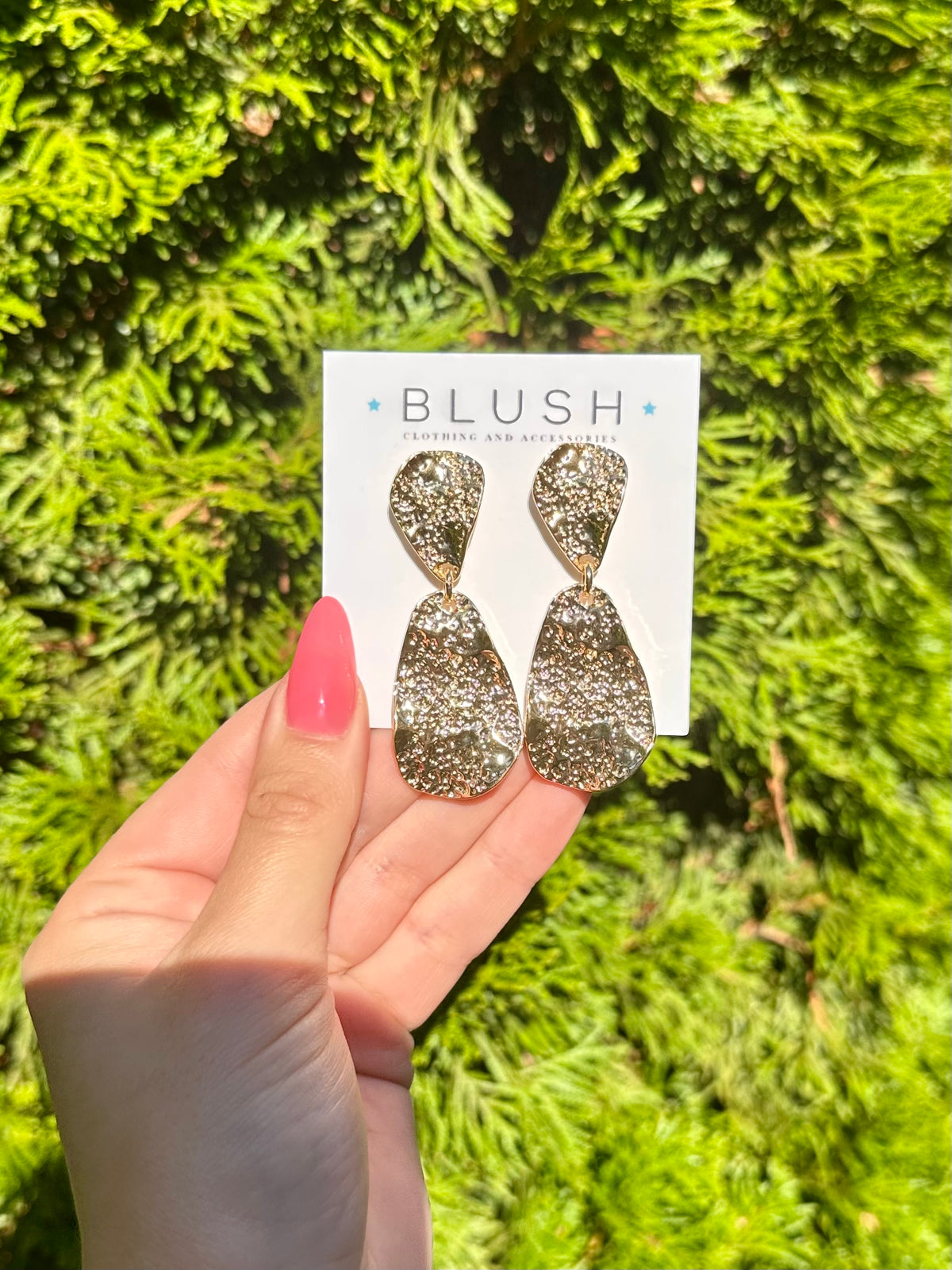 Hammered Wavy Teardrop Dangle Earrings