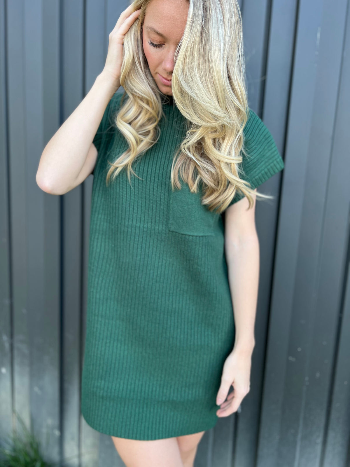 Forest Green Sleeveless Sweater Dress