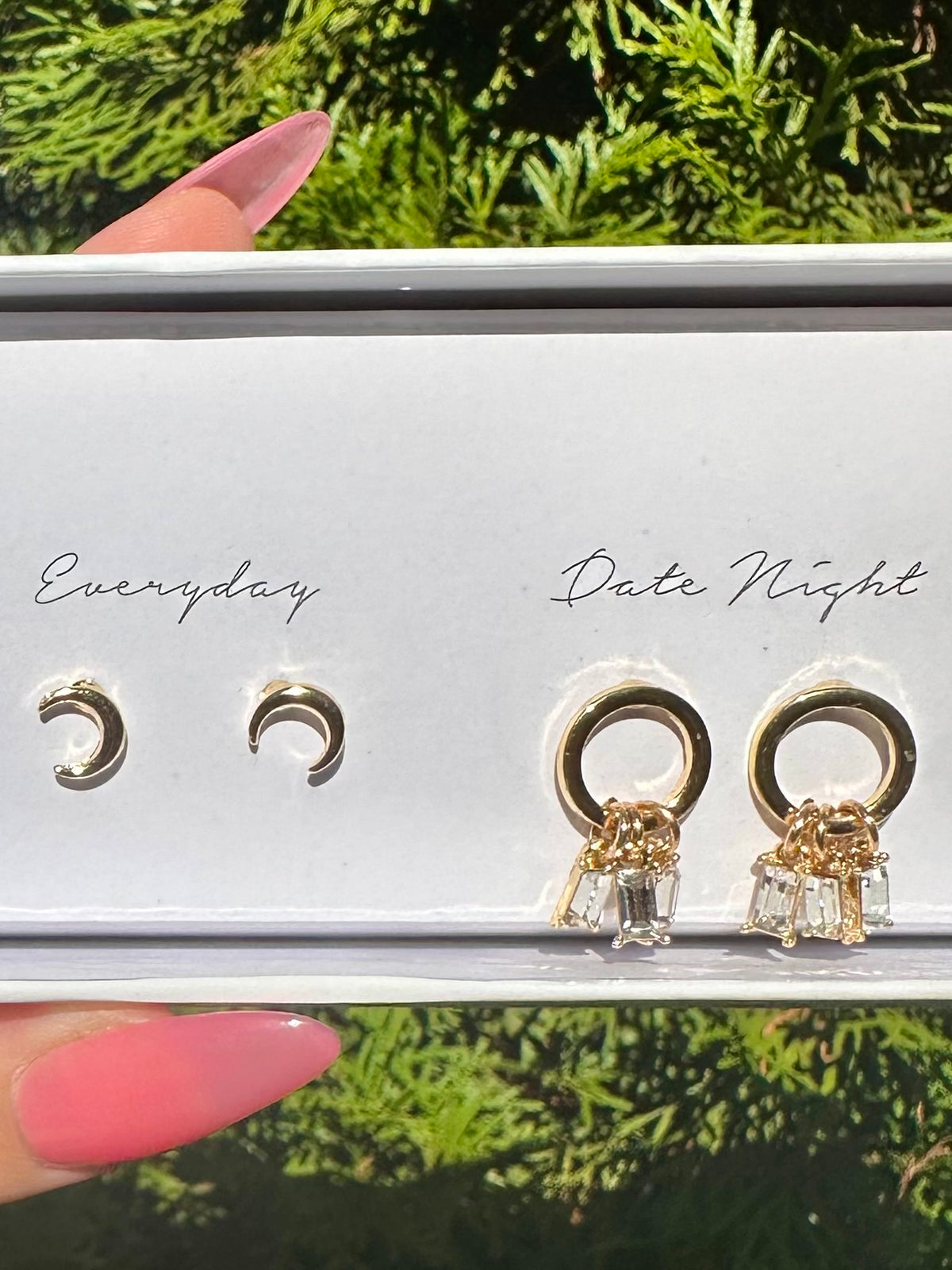 Crystal & Crescent 5 Earring Set