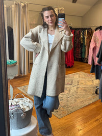 Diagonal Cream & Sand Stripe Open Coatigan