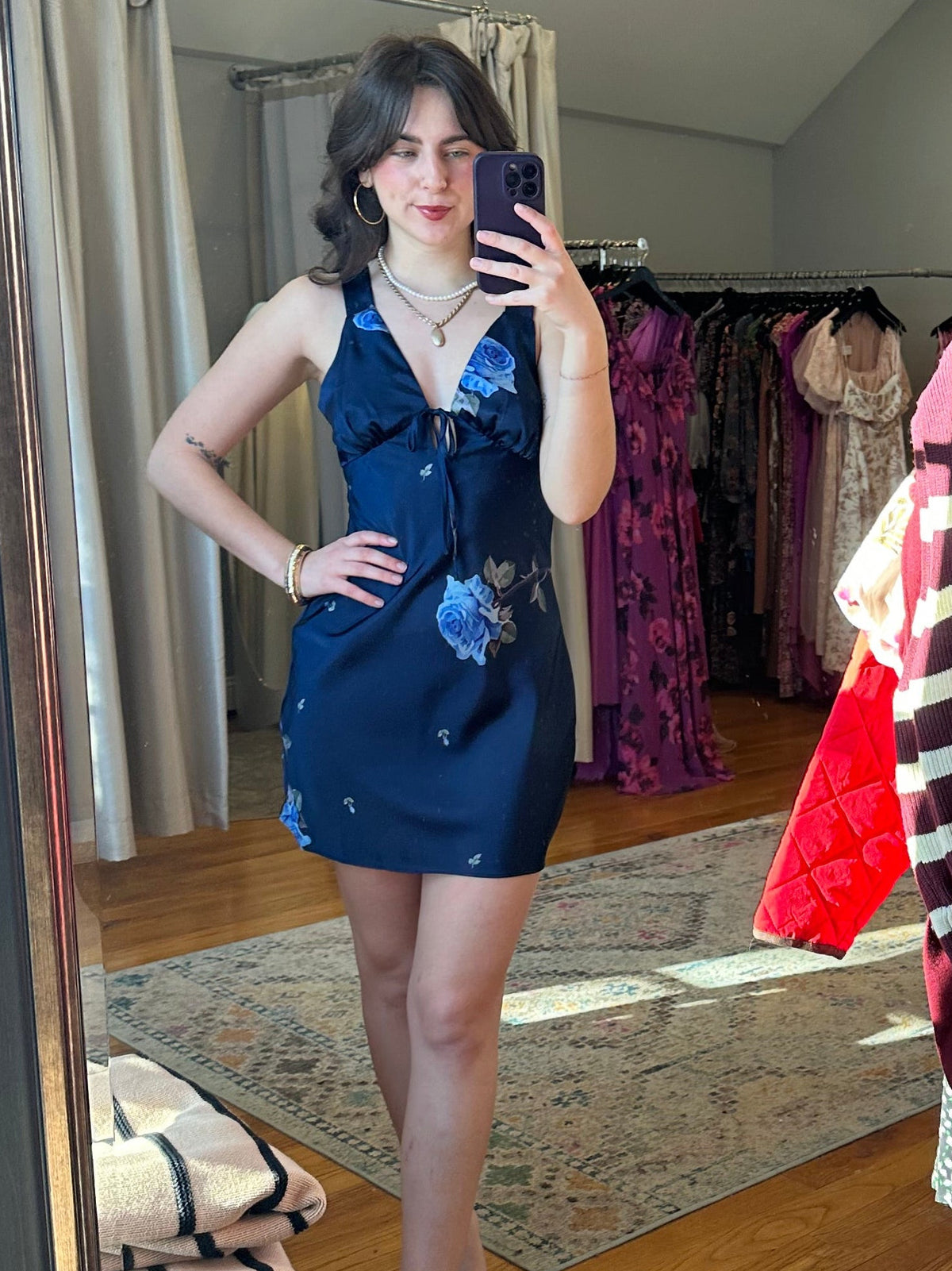 Navy Floral Mini Dress