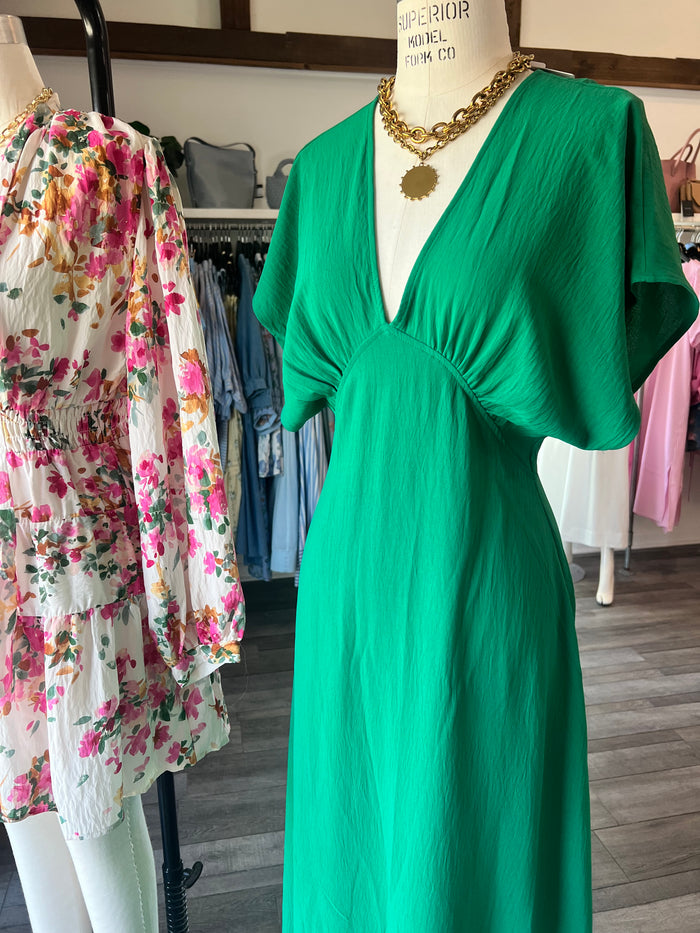 Verity V Neck Green Dress