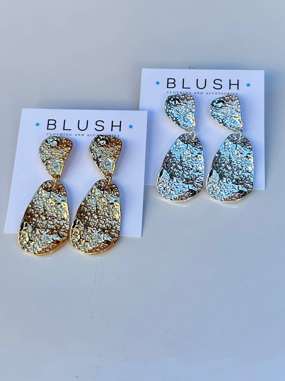 Hammered Wavy Teardrop Dangle Earrings