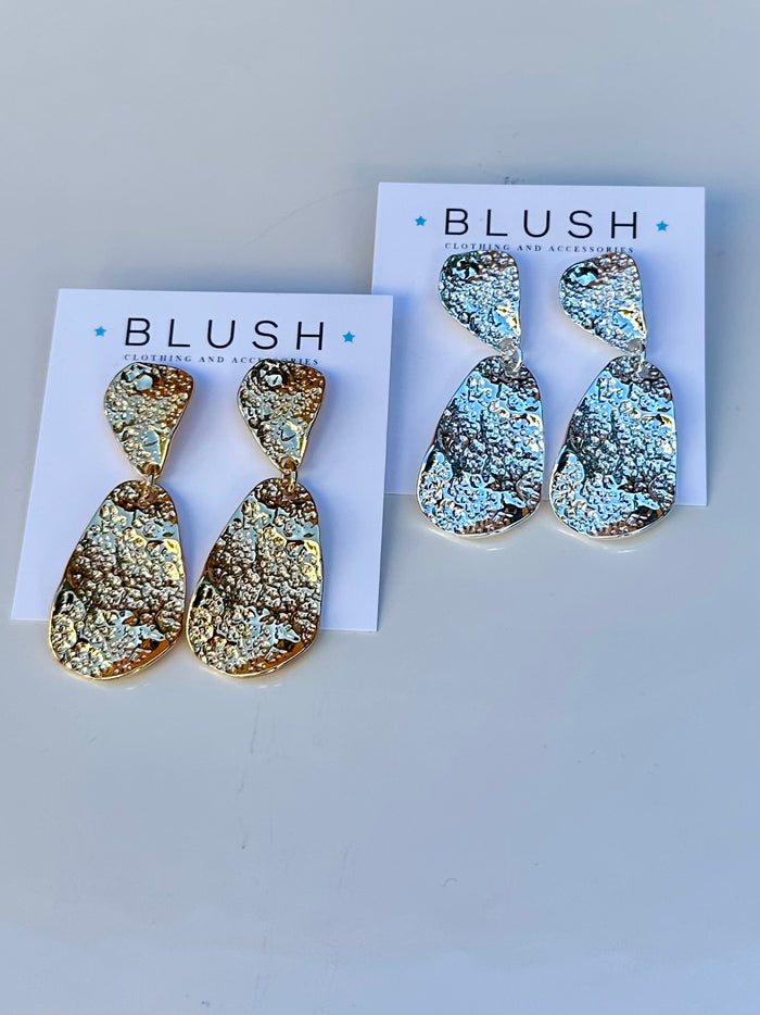 Hammered Wavy Teardrop Dangle Earrings