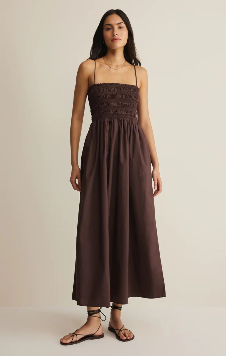 Cornelia Poplin Midi Dress Chocolate Cherry