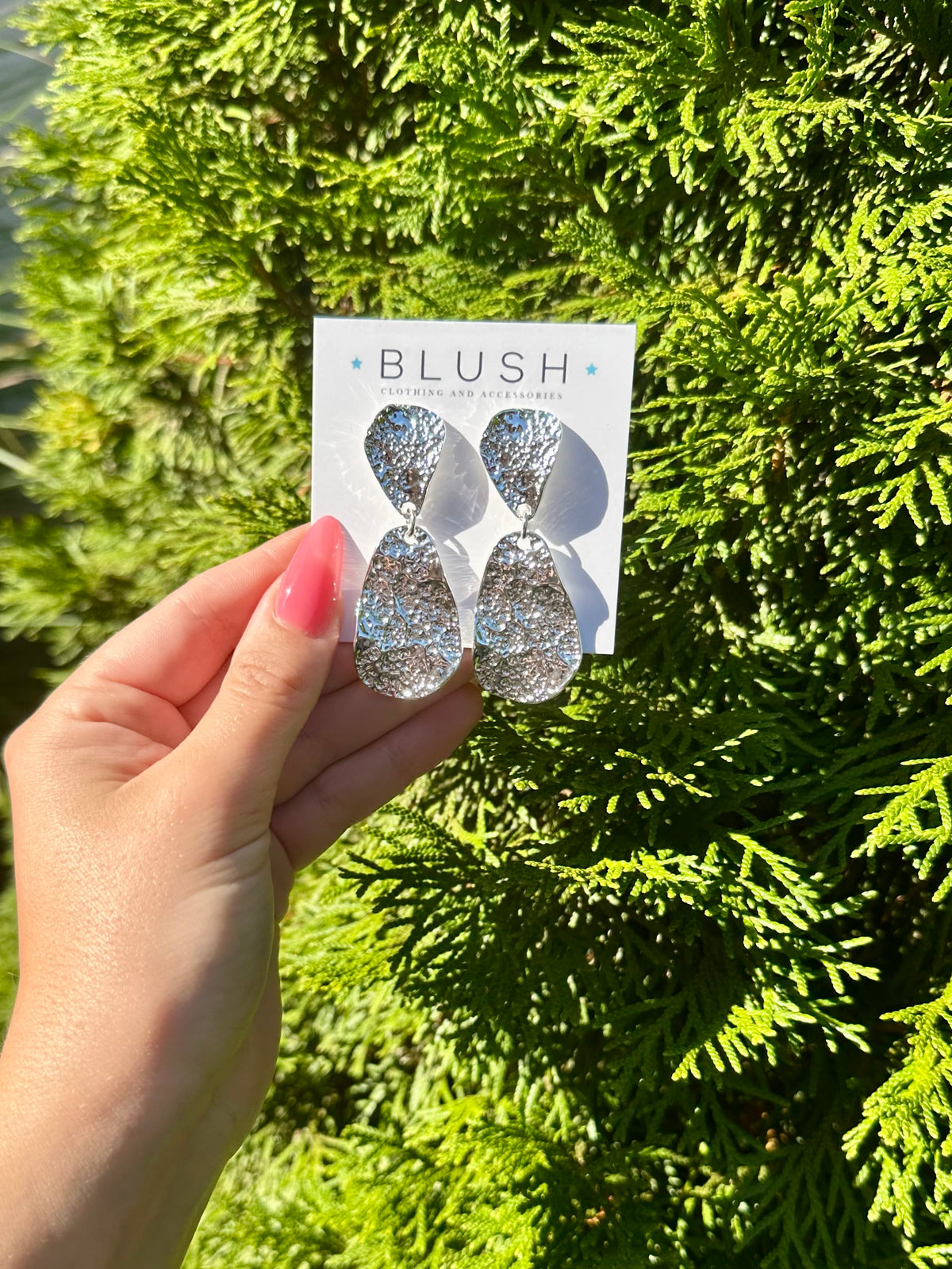 Hammered Wavy Teardrop Dangle Earrings