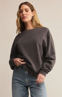 Boyfriend Cotton Sweatshirt - Washed Black