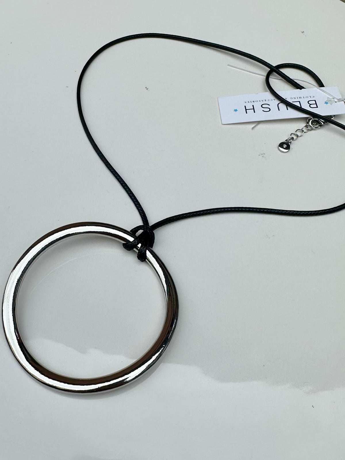 Large Ring Pendant Cord Necklace