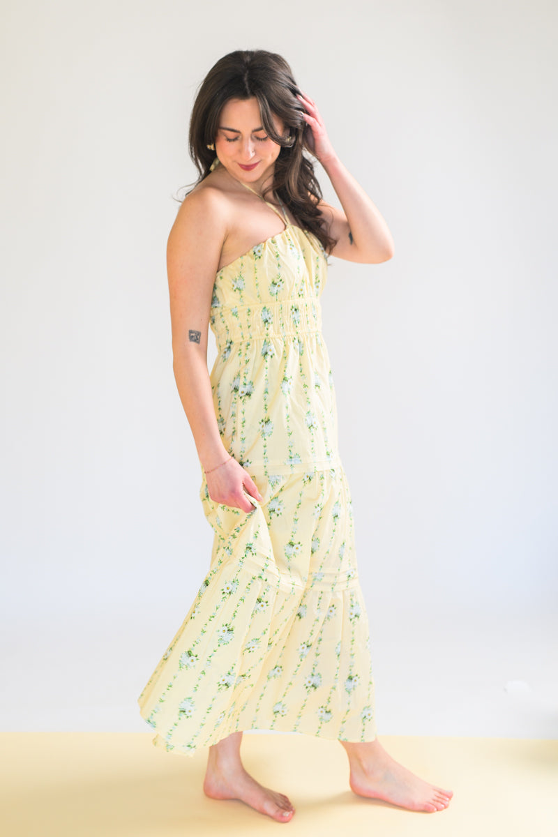 lemon lace dress Long Sleeve V Neck Mini Dress In Lemon Lace | EGO US