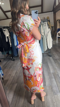 Botanical Tie Waist Dress