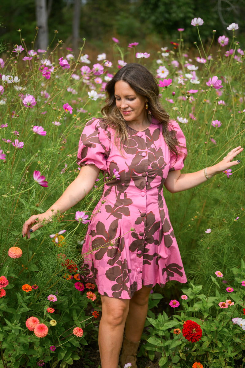 Pink Truffle Button Dress