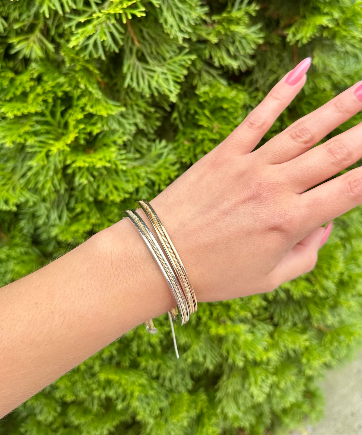 Twist Chain & Metal Cuff Bracelet