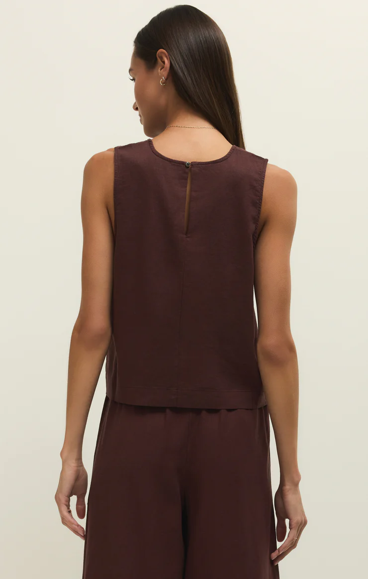 Sloane Linen Top Chocolate Cherry