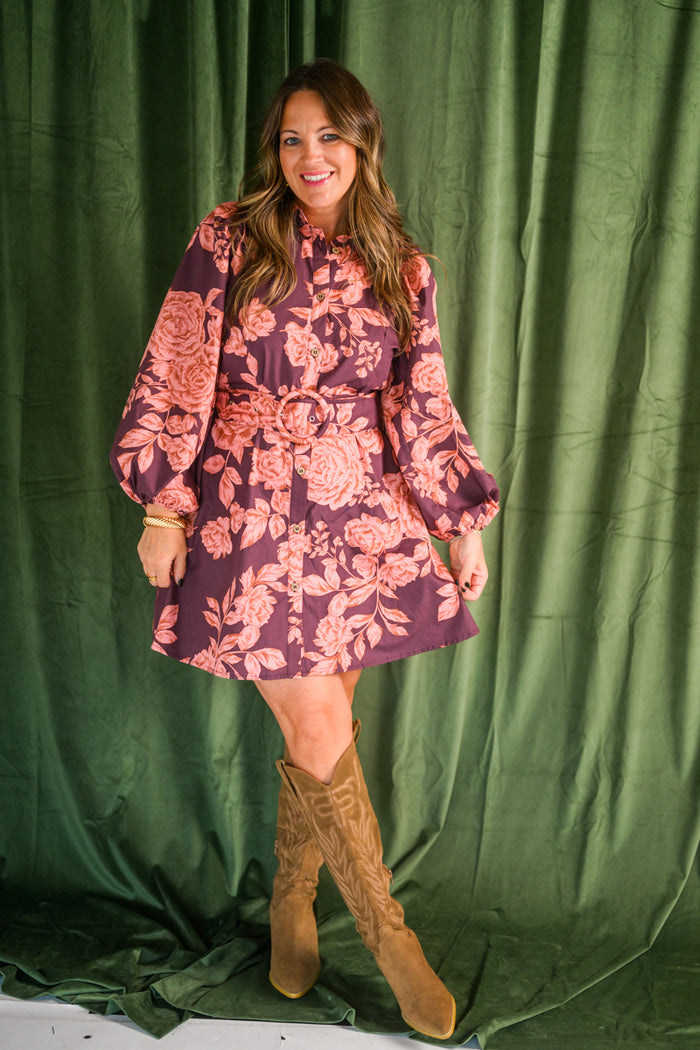 Kaley Floral Belted Mini Dress