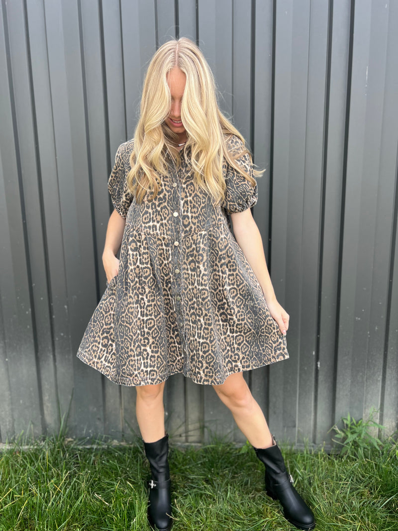 Leopard Denim Dress