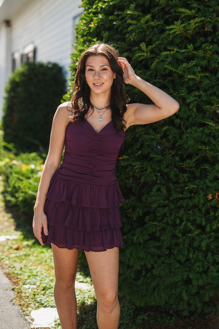Tiers of Joy Purple Mini Dress