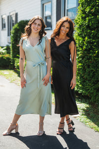 Black Tie Lace Trim Slip Dress