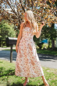 Sadie Strapless Floral Print Midi Dress