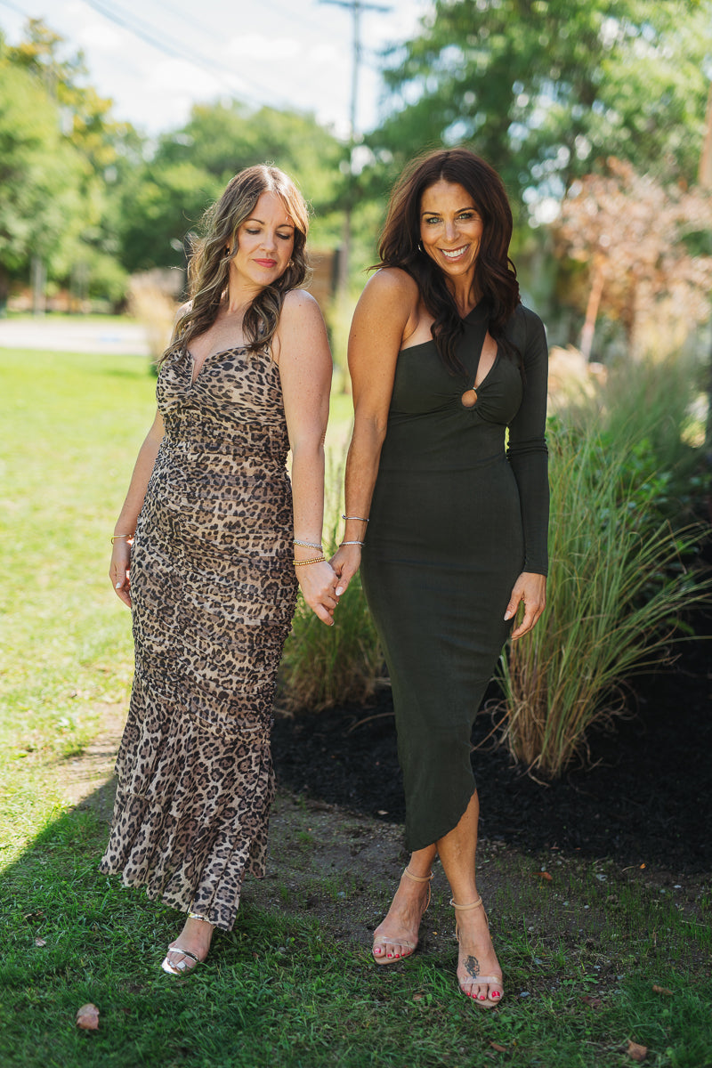 Rowan Leopard Print Mesh Midi Dress