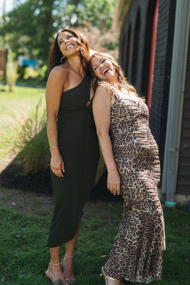 Rowan Leopard Print Mesh Midi Dress